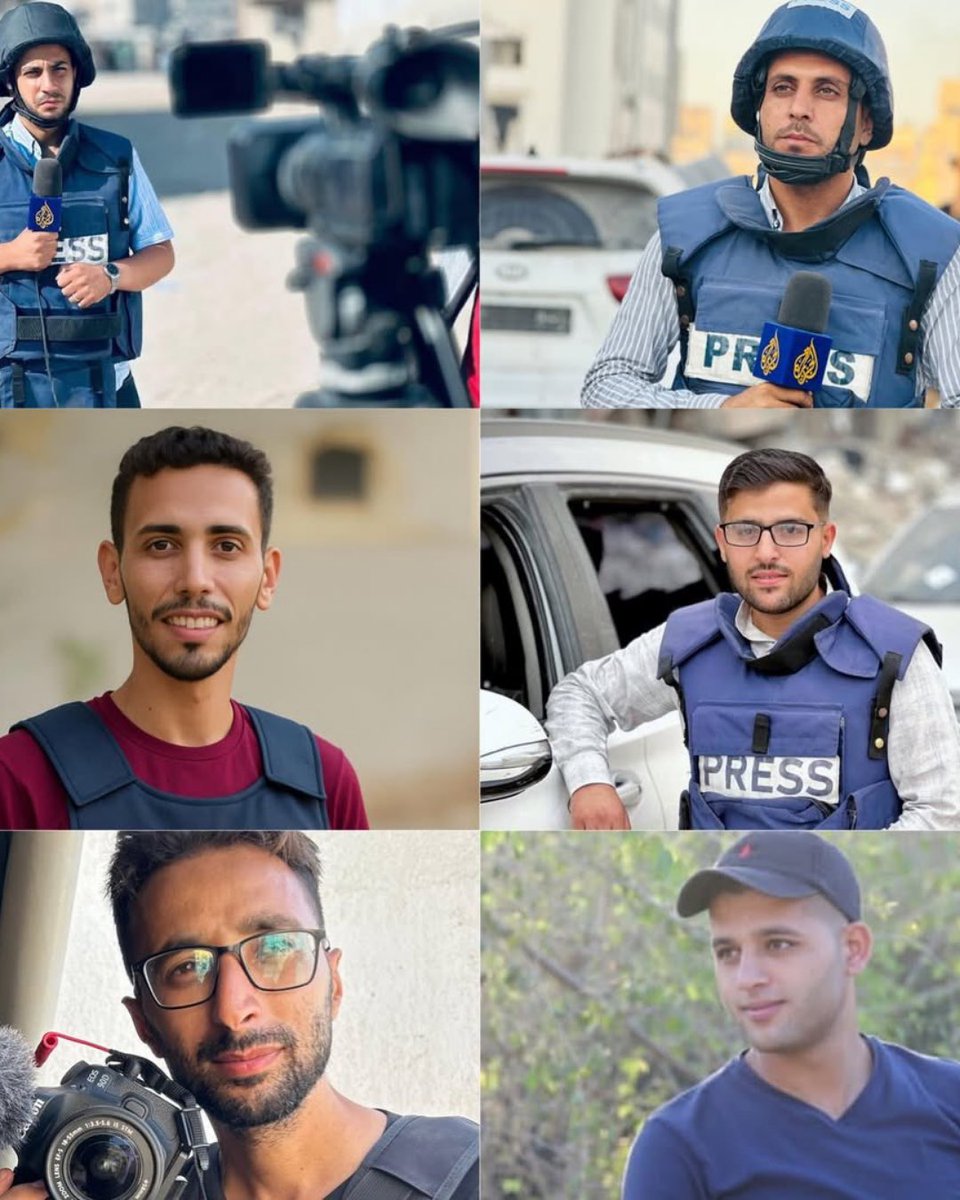 omdimbeyachad's tweet image. Last night, the Israeli army targeted and killed 6 Palestinian journalists as they sat in their tent, among them Al Jazeera correspondent Anas Al-Sharif and his entire team. They were fathers, sons, friends and colleagues. They had people waiting for them to come home, people who…