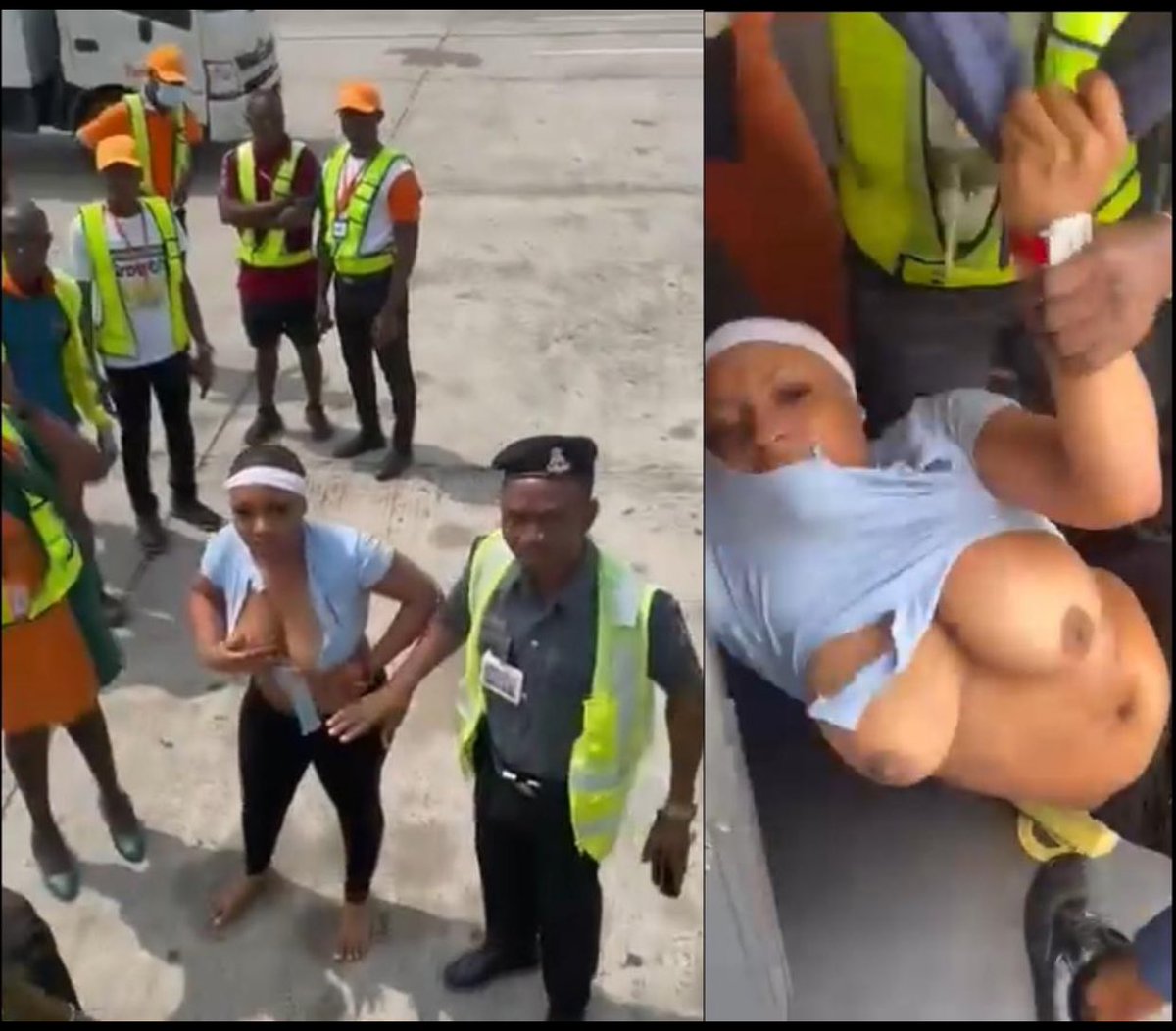 brokethefeed's tweet photo. Ibom air incident between a  lady and the officials 

#ibomair #ibomairincident #Trending #fypviraltwitter #jet2holiday #r https://t.co/uci6U0Np6Q