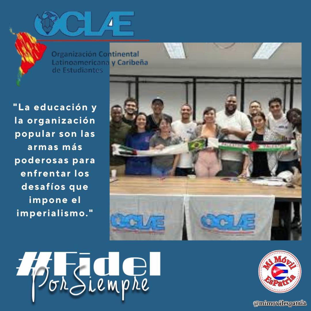 "La educación y la organización popular son las armas más poderosa para enfrentar los desafíos que impone el imperialismo". #FidelPorSiempre 
59 Aniversario de la OCLAE, creada el #11DeAgosto 1966