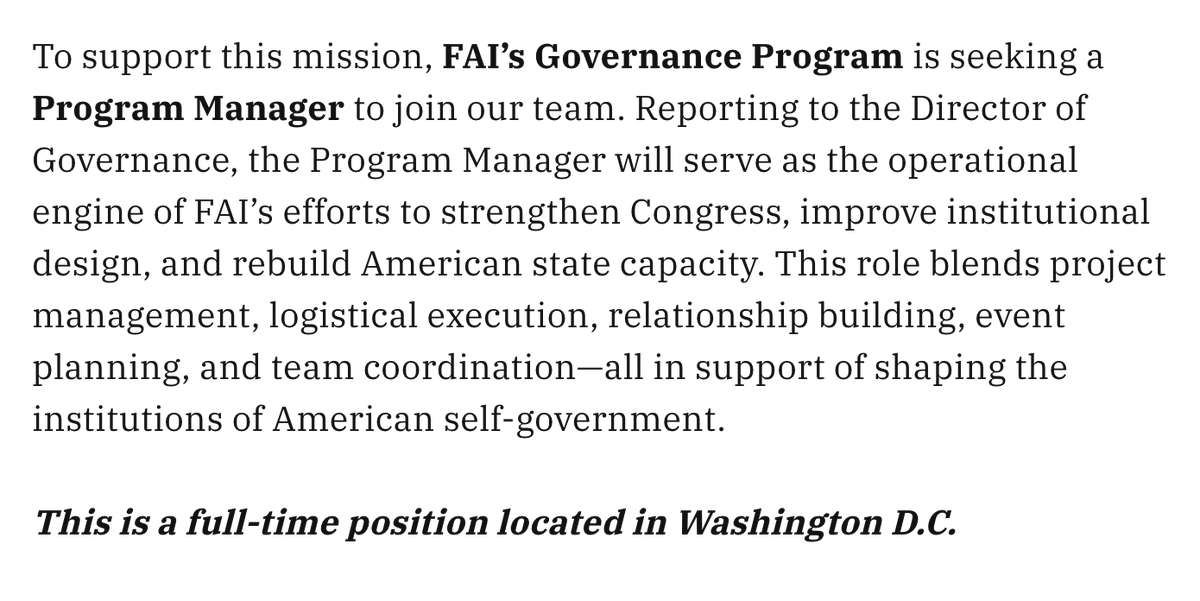 Max Bodach (@maxb____) on Twitter photo FAI is hiring a program manager! Come work with <a href="/sorendayton/">Soren Dayton</a>, <a href="/jiwallner/">James Wallner</a>, and the team to shape our growing American Governance program. (🔗 in replies) FAI is hiring a program manager! Come work with <a href="/sorendayton/">Soren Dayton</a>, <a href="/jiwallner/">James Wallner</a>, and the team to shape our growing American Governance program. (🔗 in replies)