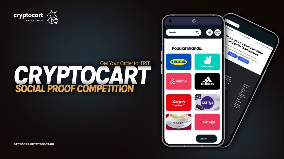 CryptoCartCC's tweet image. Social Proof Competition – Get Your Order for FREE! 🚀
CryptoCart customers, get ready to be rewarded for sharing your experiences! We’re excited to launch our Social Proof Competition – your chance to win up to 100% cashback on your order! 🛍️
giftcards.cryptocart.cc
To Enter:…
