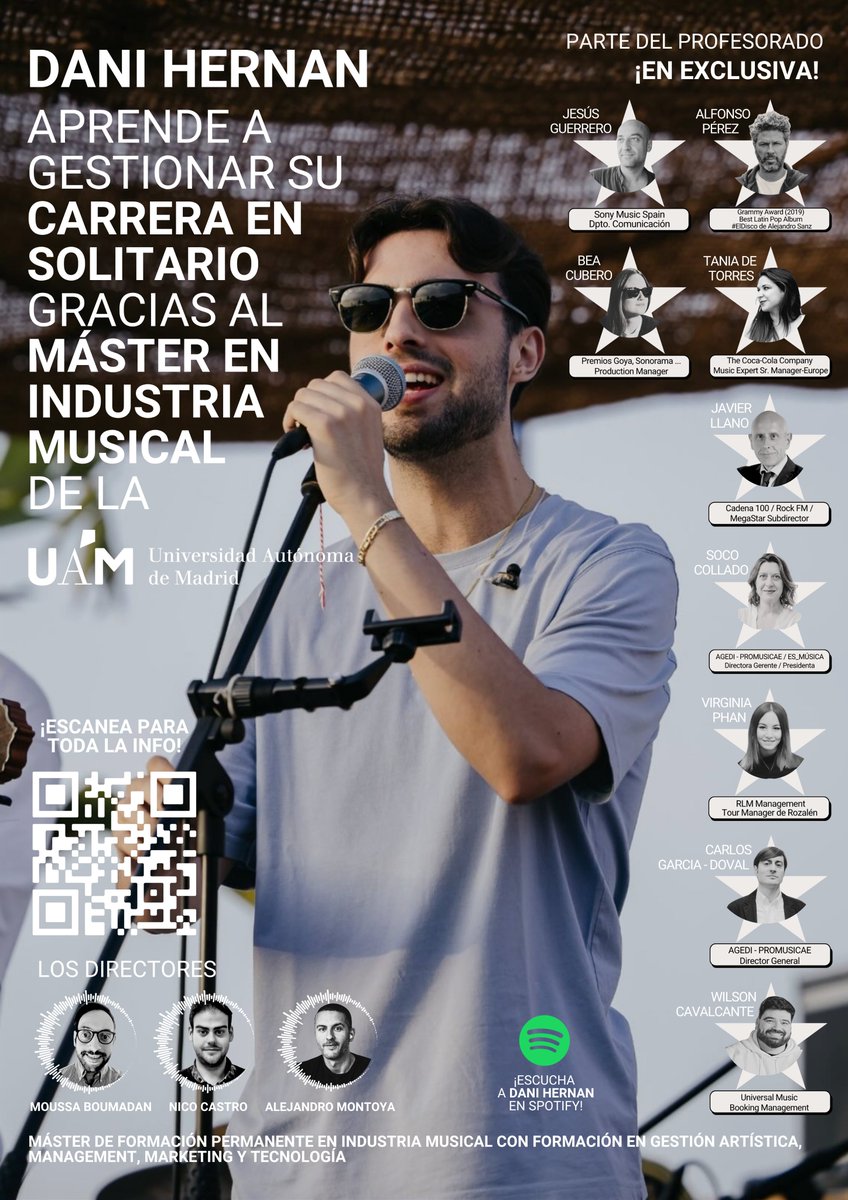 Dani Hernán aprende a gestionar su carrera en solitario gracias al Máster en Industria Musical de la Universidad Autónoma de Madrid. ¡Toda la info del máster aquí! uam.es/CentroFormacio…