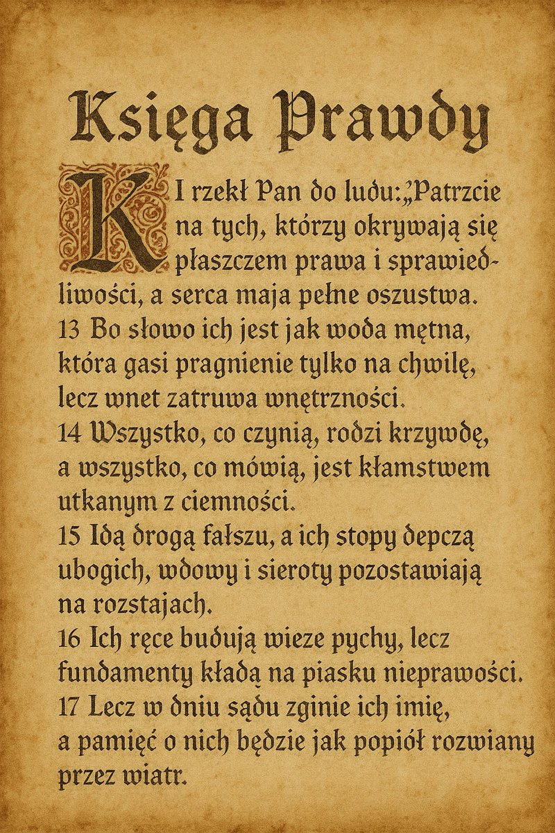 Byłem dzisiaj u nas w bibliotece i poszedłem tam gdzie Bogu trzyma rózne takie nigdzie nie sklasyfikowane religijne historie. 
No i natrafiłem na coś, co jak żywo pasuje do dzisiejszej sytuacji w PL😼