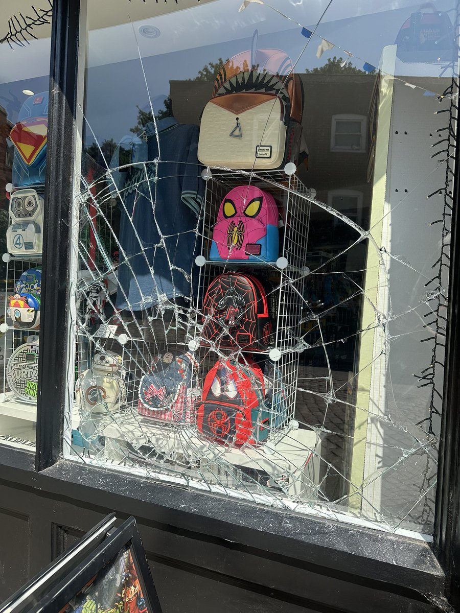 Grateful to whoever it was last night that’s given our shop window an authentic Spider Web look! Sadly I have to pay £600 to go back to how it was 🙃

<a href="/SpiderManMovie/">Spider-Man Movie</a>
