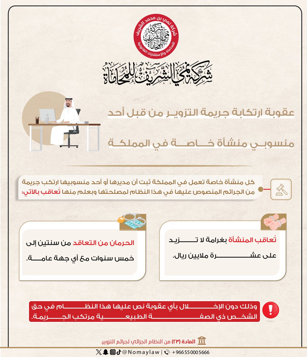 شركة نُمي الشريف للمحاماة (@nomaylaw) on Twitter photo حالات العفو عن الجاني في جرائم التزوير ⚖️
#وزارة_العدل
#ثقافة_قانونية⚖️
#نظام_جرائم_التزوير
#شركة_نُمي_الشريف_للمحاماة حالات العفو عن الجاني في جرائم التزوير ⚖️
#وزارة_العدل
#ثقافة_قانونية⚖️
#نظام_جرائم_التزوير
#شركة_نُمي_الشريف_للمحاماة