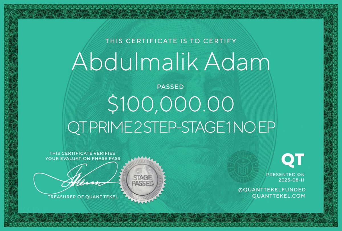 Yareema ๐ฆ
| Bullion (@yareemafx) on Twitter photo Alhamdulillah <a href="/QtFunded/">QT | FUNDED</a>
The goal now is to collect even more certificates and keep leveling up. Alhamdulillah <a href="/QtFunded/">QT | FUNDED</a>
The goal now is to collect even more certificates and keep leveling up.