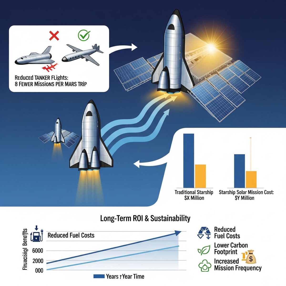 HarisHiew's tweet image. Starship Solar&apos;s economic advantage is key. How much does it save per mission? By eliminate tanker flights, the long-term ROI and sustainable become a game-changer.
@SpaceX
#SpaceEconomics #starship #CostReduction