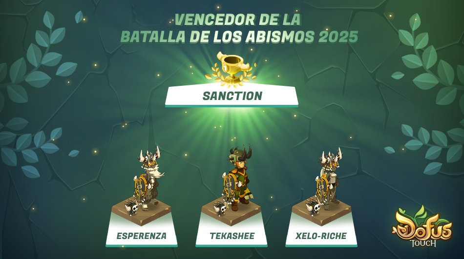 🥇 ¡Felicitaciones a los ganadores de la Batalla de los Abismos 2025!

Ayer, la competición terminó por todo lo alto con la victoria del equipo Sanction frente al equipo Guardians 🥊

¡Un gran bravo para los jugadores Esperenza, Tekashee y Xelo-Riche, que se llevan el título de