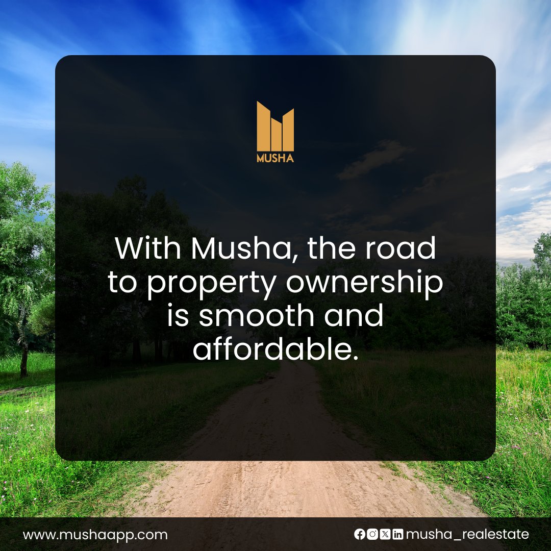 musharealestate's tweet photo. With Musha, the road to owning property is smooth and affordable.  
No stress. No huge capital. Just smart investing.  

@landlordchoice @DbEstate @sachioproperty
@thatpropertyboi @amanahomesng @bricksomeng @LagosFest @S2000Realtors
@AbujaAffordable @Marchglobal    

 #MushaApp https://t.co/87nBJJhkLL