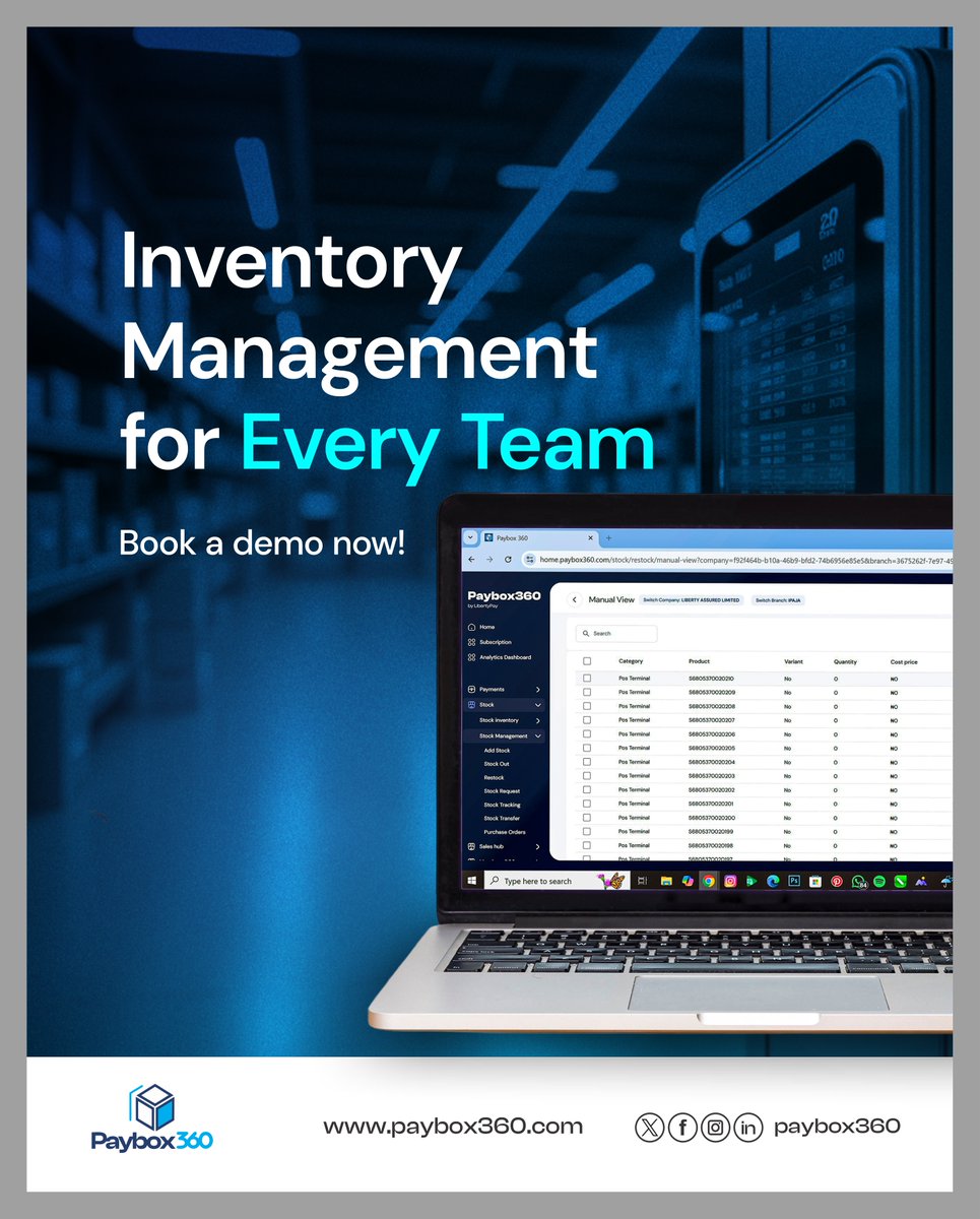 PayBox360's tweet photo. Inventory made simple for every team.
With Paybox360 Stock &amp; Inventory, everyone wins:
✅ For Owners – Real-time tracking, low-stock alerts &amp; better profit control
✅ For Teams – Easy updates, faster restocking &amp; less manual work

#paybox360 https://t.co/EH1bSc1RfW
