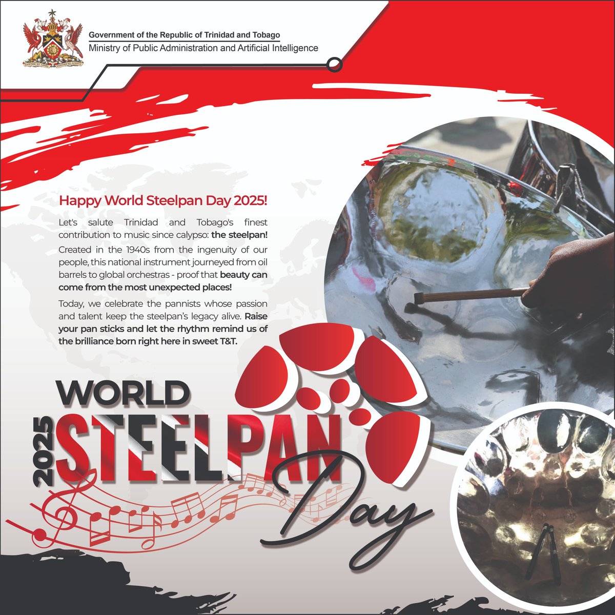 Happy World Steelpan Day Trinidad and Tobago!
Let’s continue celebrating our creativity and cultural pride today and forever.