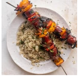 Grilled Hot Honey BBQ Smoked Sausage Skewers
These grilled smoked sausage skewers are one of the easiest weeknight meals that the whole family will love! Smoked turkey sausage, peppers and onions coated in a hot honey BBQ sauce and grilled until perfection. So flavorful and