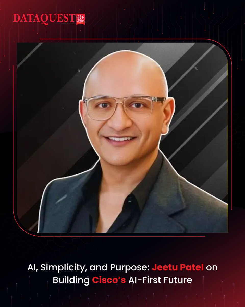 dataquestindia's tweet photo. JeetuPatel, @Cisco President and Chief Product Officer, discusses the company's shift to an AI-native platform. The article covers his career, the focus on simplicity, and how AI is foundational to Cisco's new infrastructure.
https://t.co/ZAa66bhwgh
#datquest @splunk https://t.co/8aXwpYoKeJ