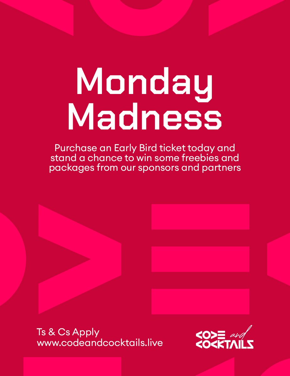 Flash Deal
Valid 13:00 PM - 14:30 GMT only. 

Grab it now Codeandcocktails.live 

🚀 #LimitedOffer