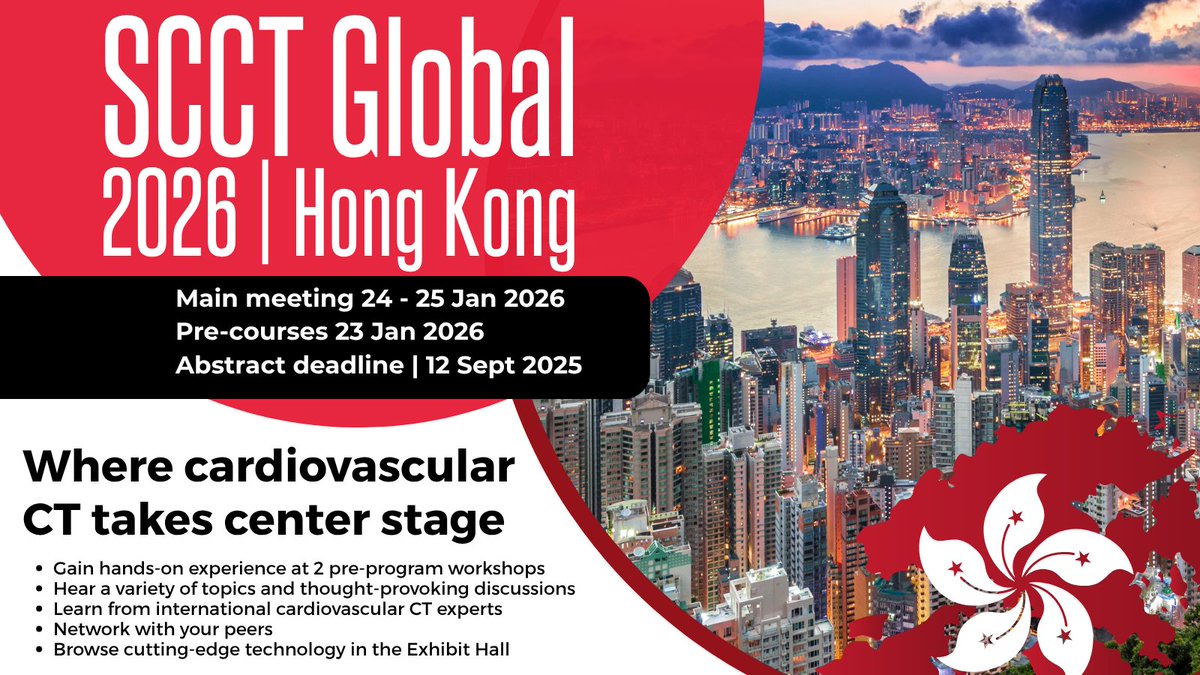 Heart_SCCT (@heart_scct) on Twitter photo SCCT Global 2026 in Hong Kong is accepting abstracts now. Accepted abstracts will be published in a <a href="/journalCCT/">Journal of Cardiovascular CT</a> supplement!
Submit by Sept. 12: ow.ly/jSUn50WzsVo SCCT Global 2026 in Hong Kong is accepting abstracts now. Accepted abstracts will be published in a <a href="/journalCCT/">Journal of Cardiovascular CT</a> supplement!
Submit by Sept. 12: ow.ly/jSUn50WzsVo