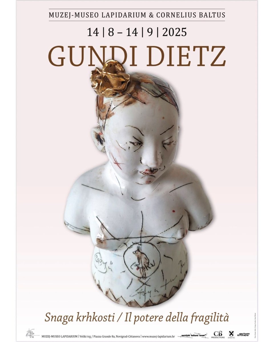 If you just happen to be vacationing in Novigrad this summer, visit the opening of the exhibition Power of Fragility by the renowned Austrian artist Gundi Dietz! 🍶

The opening is taking place on the 14th of August at 21 o'clock in the Museum Lapidarium🖼️

See you there!