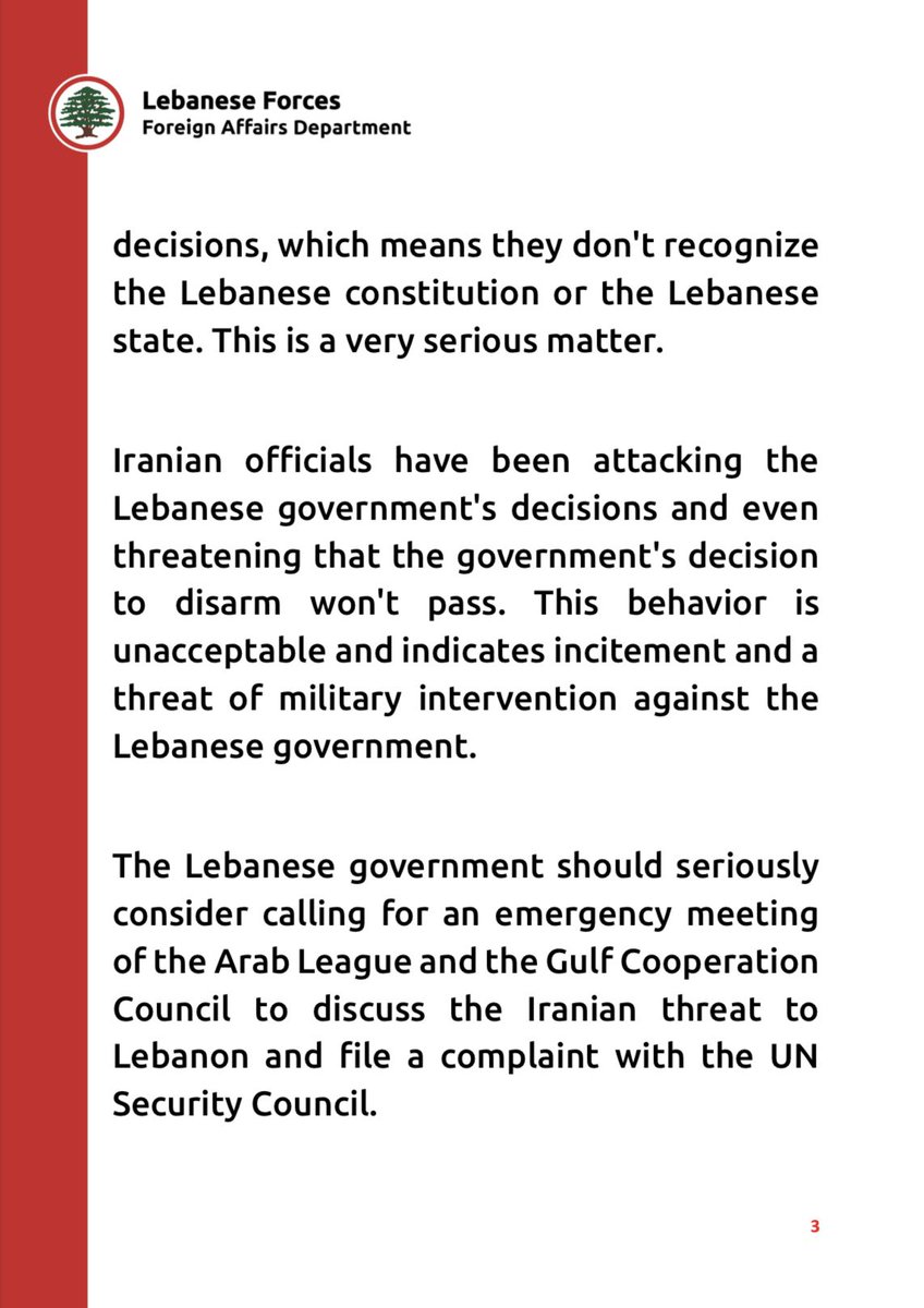 LF_ForeignAff's tweet photo. Geagea: A clear coup... The Iranian regime should mind its own business.

@DrSamirGeagea @RKouyoumjian @LFPartyOfficial 

#Lebanese_Forces
#Samir_Geagea 
#ForeignAffairsDepartment https://t.co/sxGUnZzezV