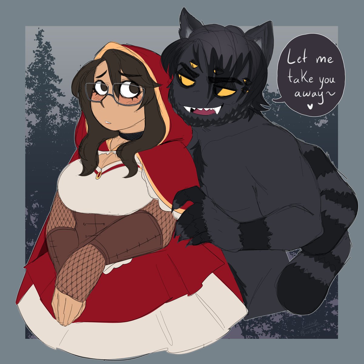 ❤️Red Riding Hood and The Big Bad Wolfspider~ 🐺
ft. <a href="/Zoidrawz/">Zoidrawz</a>

Little messy colored sketch but I just really like being Red Riding Hood 🌺