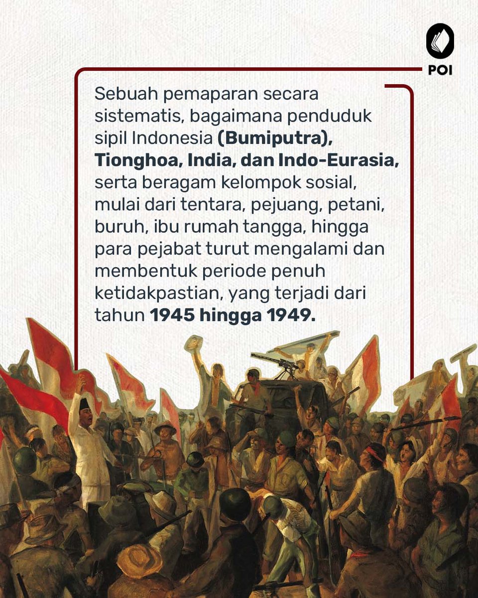 Buku ini menghadirkan 17 naskah penelitian sejarawan Indonesia dan Belanda yang mengungkap kompleksitas realitas serta beragam pengalaman masyarakat pada masa penuh gejolak.

#bukuobor  #sejarah #revolusiindonesia #literasisejarah #indonesia1945 #pustakaoborindonesia