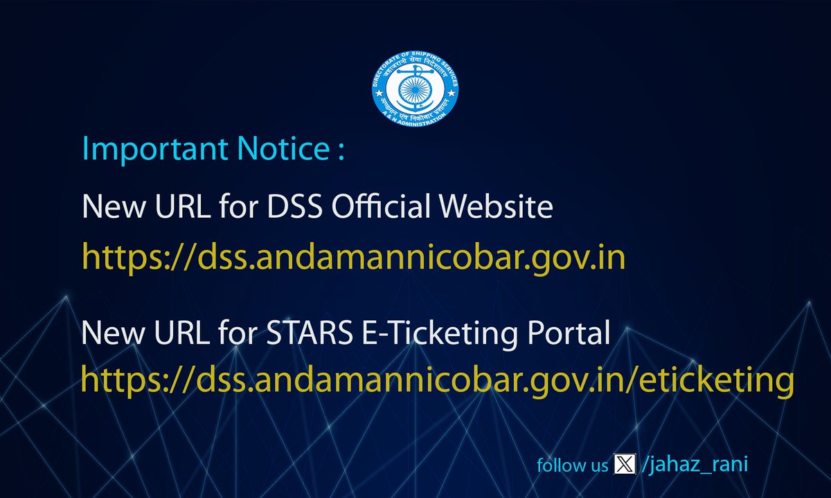 jahaz_rani's tweet photo. 🚨Important Notice : 
Our website/online services has moved to a new subdomain.
DSS Official website URL : 
https://t.co/CYCfCTMwP3
STARS e-Ticketing website URL:
https://t.co/nY4whxlt2t
Please update your browser bookmarks to continue accessing our services without interruption. https://t.co/RIcww13fYb