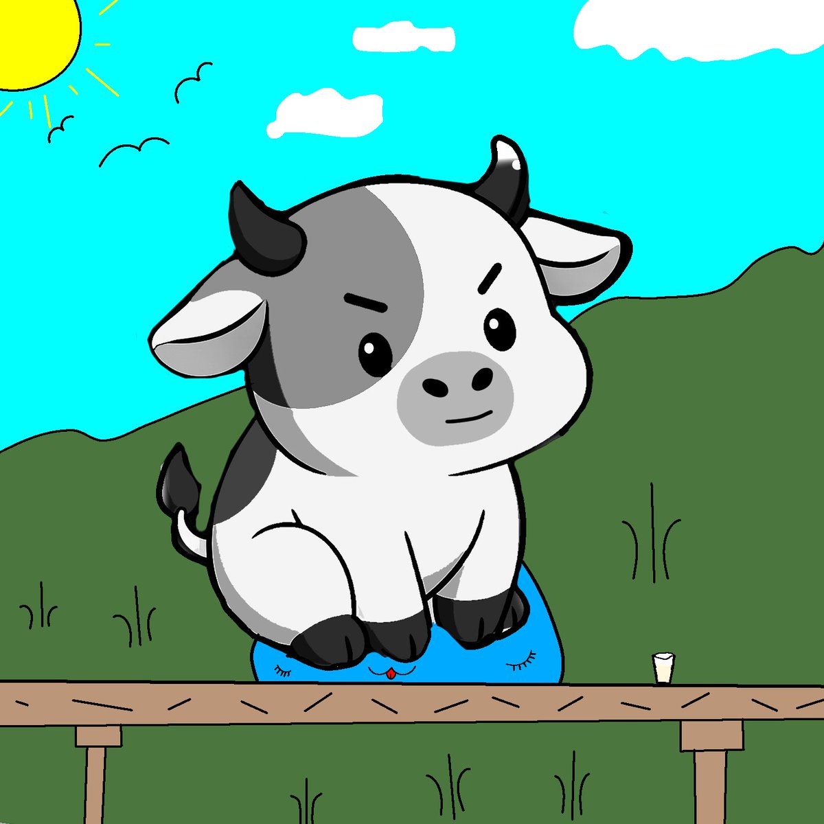 web3_Brandon's tweet image. Participating on @lamumudotxyz art contest. 

Waiting for that cup of milk 🥛 🐮