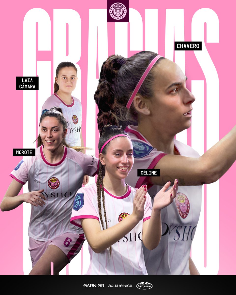PorcinosFC's tweet photo. Hoy nos despedimos de cuatro de nuestras jugadoras de Porcinas FC. 

Gracias Laia, Chavero, Céline y Morote por este split que siempre recordaremos. 

La mejor de las suertes en vuestro futuro 🩷 https://t.co/HCL8ox1SS7