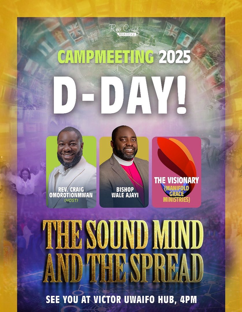 📢 It’s D-DAY! 📢

Join us for Helpline Camp Meeting 2025 Opening Night at the Victor Uwaifo Hub at 4 PM!

Theme: THE SOUND MIND AND THE SPREAD

See you there..!!

#TheCityisTaken #CampMeeting2025