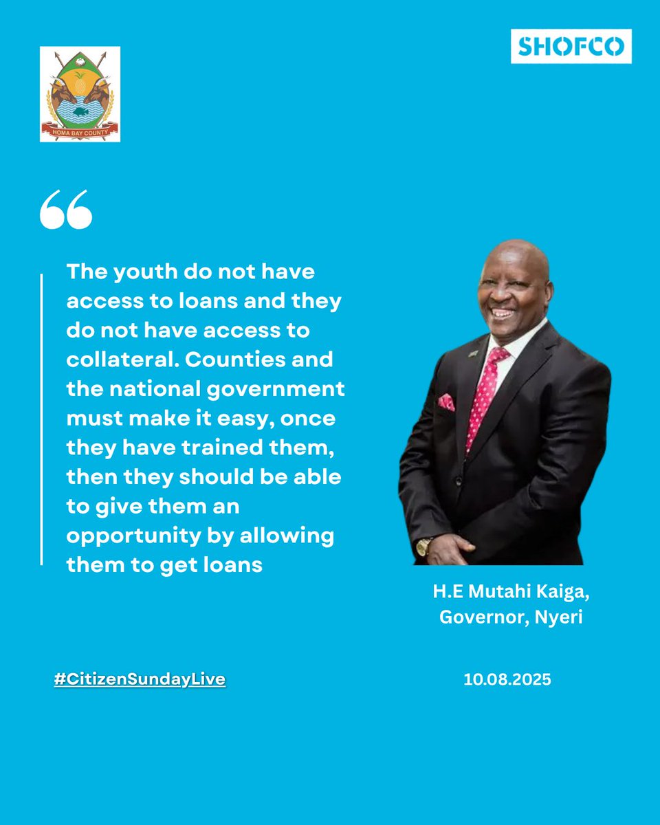 SHOFCO (@hope2shine) on Twitter photo We couldn't agree more! Training without access to cash is just vibes. As H.E. <a href="/GovernorKahiga/">Mutahi Kahiga</a>, pointed out, we need the loans, the resources, the capital to turn skills into real hustles. #CitizenSundayLive #YoungAfricaWorks #IYD2025 We couldn't agree more! Training without access to cash is just vibes. As H.E. <a href="/GovernorKahiga/">Mutahi Kahiga</a>, pointed out, we need the loans, the resources, the capital to turn skills into real hustles. #CitizenSundayLive #YoungAfricaWorks #IYD2025