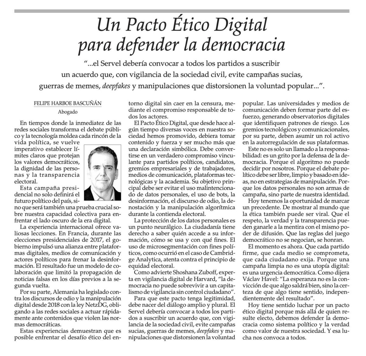 María Teresa Urrutia Veloso (@coltyuv) on Twitter photo Bien <a href="/felipeharboe/">Felipe Harboe B</a> q el Servel llame todos los partidos a firmar 1 pacto de ética digital Bien <a href="/felipeharboe/">Felipe Harboe B</a> q el Servel llame todos los partidos a firmar 1 pacto de ética digital