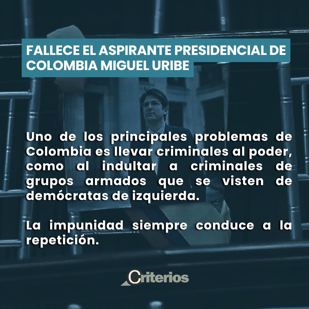 Esto es lo que pasa cuando se intenta crear una democracia con impunidad para criminales de lesa humanidad, jamás dejarán que renazca otro país.

Colombia está de luto.

#Colombia #Uribe #Criterios #UribeTodoElPaisContigo #Nicaragua
