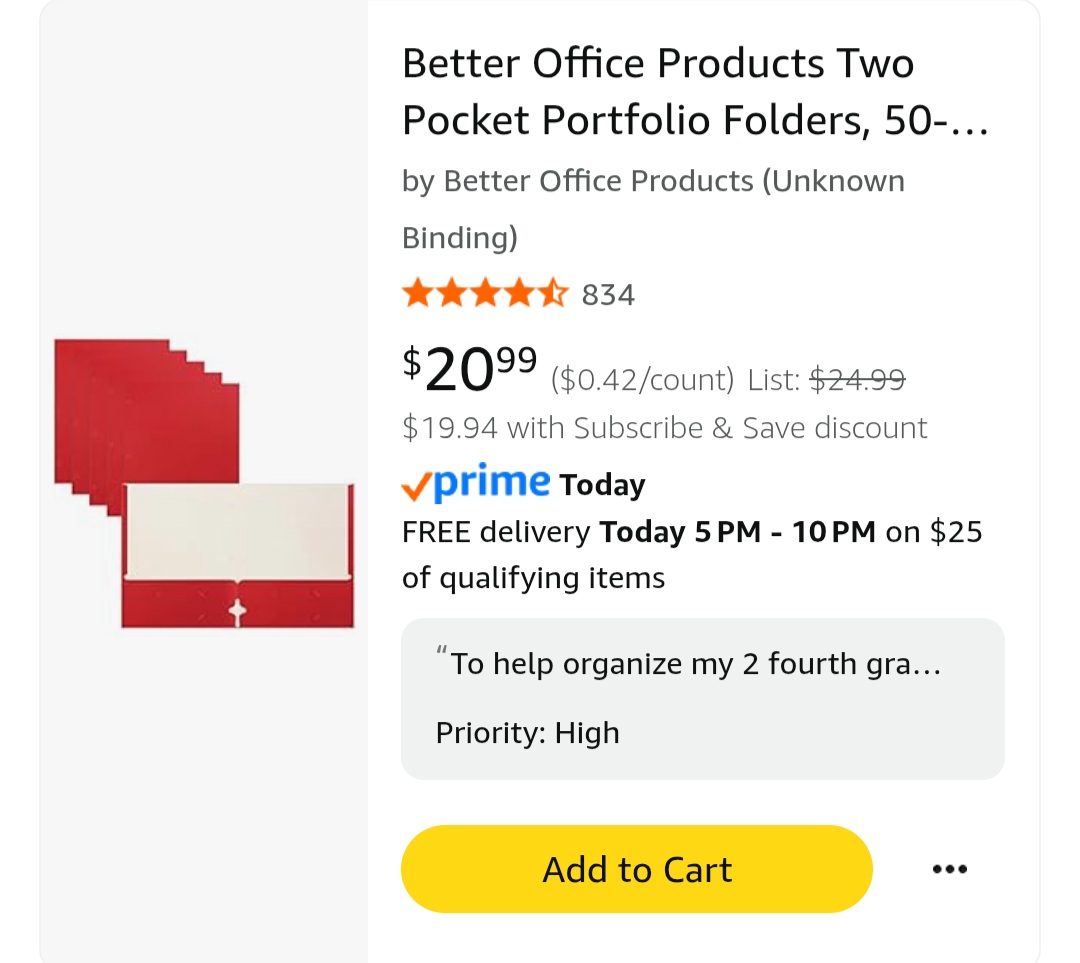 marcie_comtois's tweet photo. Who has a most needed item and a dream item.  #Teachersof𝕏 Drop both and RT others maybe we can get them cleared.
Mine dream item is a chair to replace my broken one and my most needed is one more pack of folders
#clearthelist #bettertogether #johnclearmylist
https://t.co/vjC96Z6CzE…