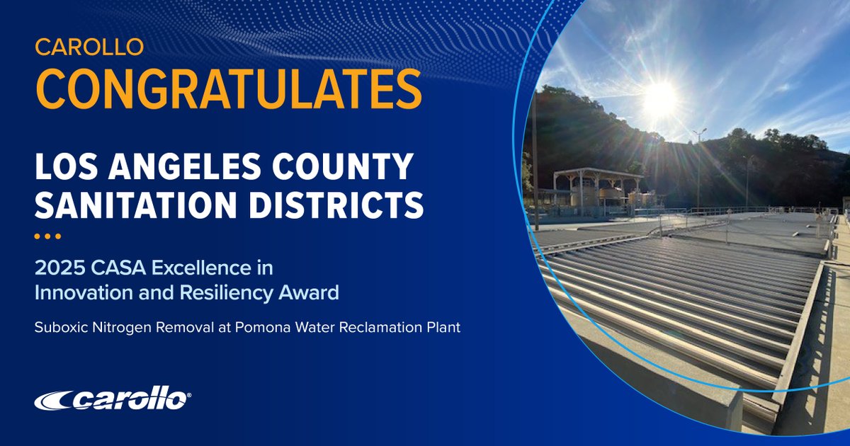 Congrats to <a href="/SanDistricts/">Los Angeles County Sanitation Districts</a> for receiving the 2025 CASA Excellence in Innovation and Resiliency Award!

Carollo is proud to have supported this groundbreaking project and contributed to establishing a scalable model for sustainable wastewater treatment across California and beyond.