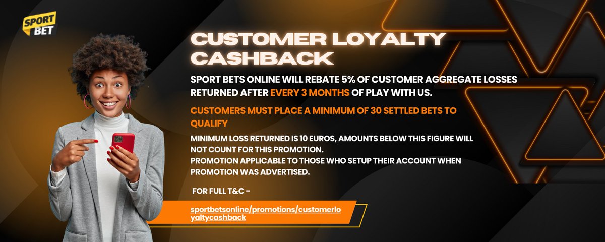 EuroSportBets's tweet image. Get 5% cashback on your total losses every 3 months at Sport Bets Online! 🤑

Minimum return: €10.

Details 👉 
sportbetsonline.bet/promotions/cus…

#SportsBetting #Cashback #LoyaltyReward