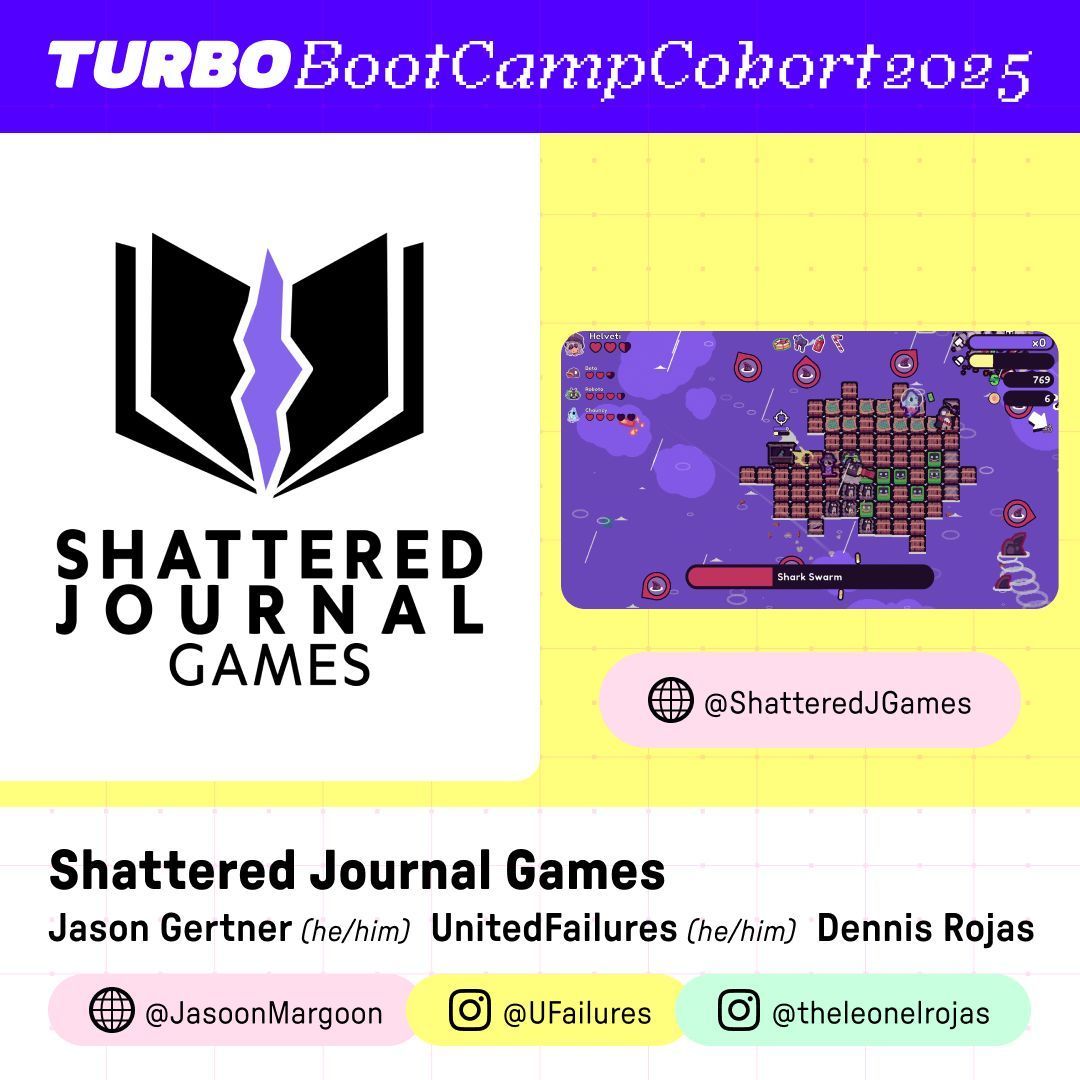 Turbo (@makegamesfast) on Twitter photo Welcome <a href="/ShatteredJGames/">Shattered Journal Games</a> to our Bootcamp Cohort💥 We are pumped to have these seasoned devs building a networked multiplayer in Turbo!
📖 ⚡ Shattered Journal Games is an independent video game studio founded in New Jersey. They specialize in making engaging multiplayer Welcome <a href="/ShatteredJGames/">Shattered Journal Games</a> to our Bootcamp Cohort💥 We are pumped to have these seasoned devs building a networked multiplayer in Turbo!
📖 ⚡ Shattered Journal Games is an independent video game studio founded in New Jersey. They specialize in making engaging multiplayer
