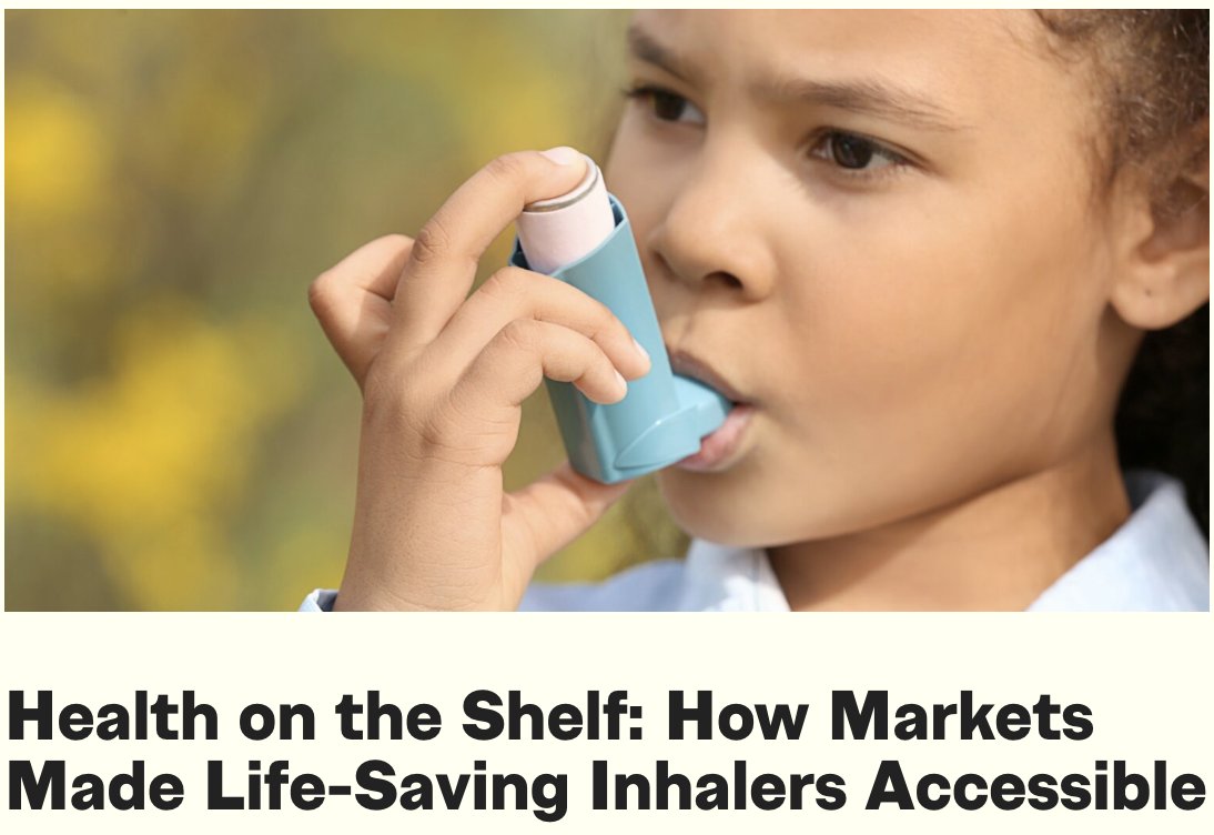 thedailyeconomy's tweet image. 🧵1/3 In 1955, George Maison's daughter Susie asked her father: "Why can't I take my asthma medicine like my hairspray - from an aerosol can?"

Her father, president of Riker Laboratories, developed the first pressurized metered-dose inhaler by 1956.

Individual innovation was