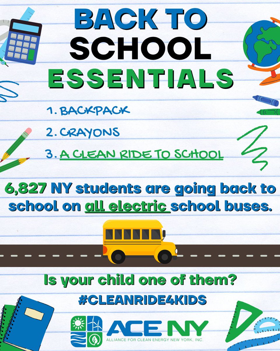6,827 NY students are going back to school on all electric school buses. Is your child one of them? Find out now ⬇️
 
#CleanRide4Kids #ChargingUsForward
electricschoolbuses4kids.org/electric-schoo…