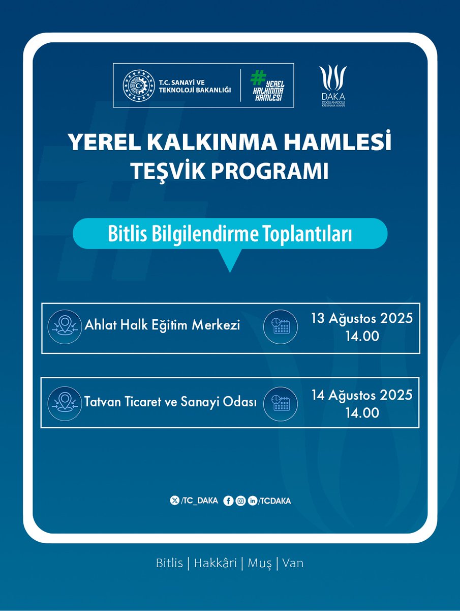 Odamız ve Doğu Anadolu Kalkınma Ajansı iş birliğinde gerçekleştirilecek "Yerel Kalkınma Hamlesi Teşvik Programı ve Yeni Teşvik Sistemi Bilgilendirme Toplantısı"na tüm üyelerimiz davetlidir.