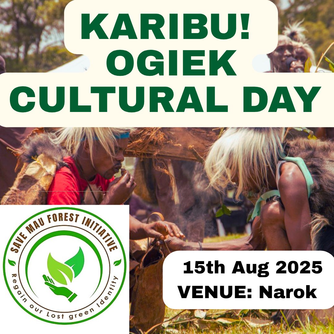 Save Mau Forest Initiative (@save_mau) on Twitter photo Save Mau Forest Initiative will join the Ogiek community in their cultural celebration, hosted by <a href="/OgiekPeoples/">Ogiek Peoples' Dev. Program (OPDP)</a>, at the Ogiek Cultural Centre, Nkareta, Narok County.
A moment to honour Indigenous heritage, share stories. #ogiekCulture #ogiek #Culture Save Mau Forest Initiative will join the Ogiek community in their cultural celebration, hosted by <a href="/OgiekPeoples/">Ogiek Peoples' Dev. Program (OPDP)</a>, at the Ogiek Cultural Centre, Nkareta, Narok County.
A moment to honour Indigenous heritage, share stories. #ogiekCulture #ogiek #Culture