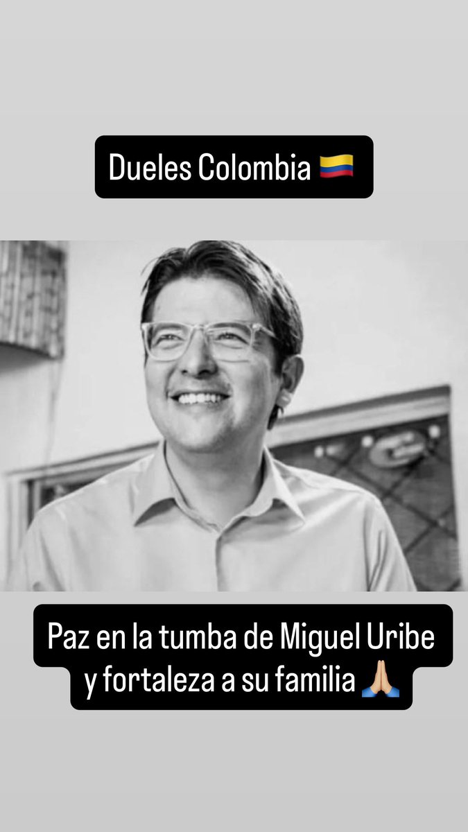Paz en la tumba de <a href="/MiguelUribeT/">Miguel Uribe</a> condolencias a toda su familia 🙏🏼

Cómo Dueles hoy Colombia , retroceder 40 años y que nuestros hijos vivan lo que nosotros creíamos superado 🙏🏼

El único camino es la Unidad