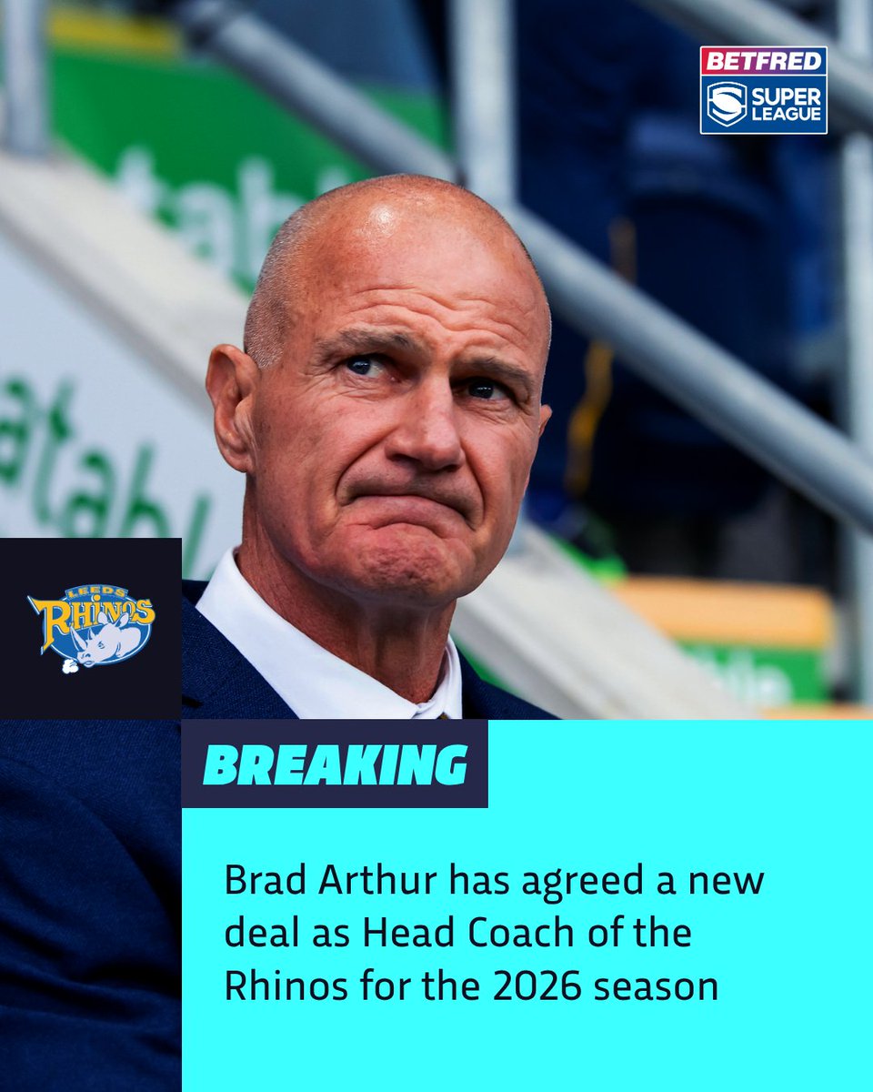 Brad Arthur commits to the Rhinos for the 2026 season🦏

#SuperLeague
