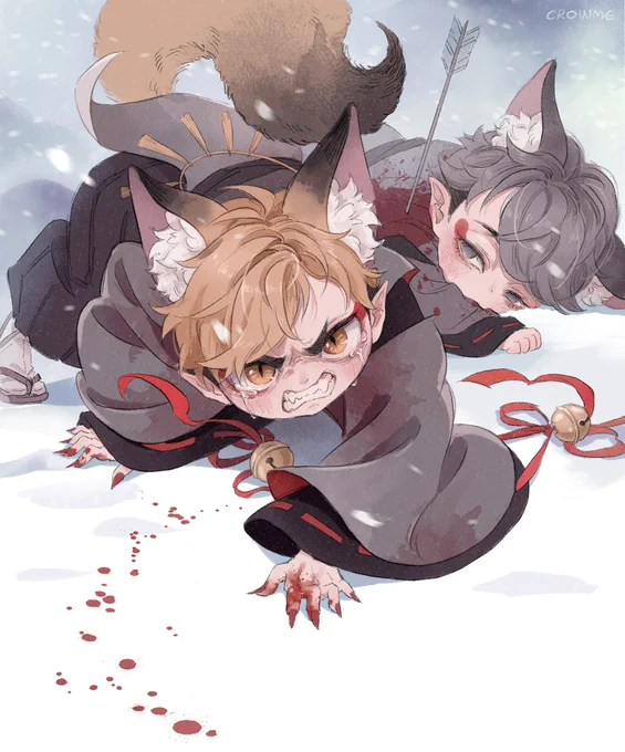 TW // blood Hunter!Omi, Fox!Tsumu and Fox!Samu #haikyuu #sakusakiyoomi #miyaatsumu #miyaosamu