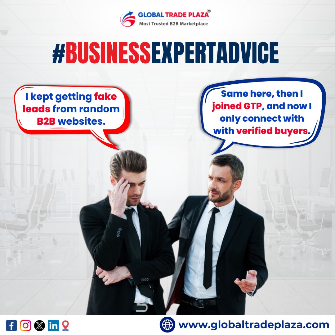 Wasting time on unverified #leads costs you growth. GTP connects you with genuine, #verified #buyers so every effort delivers results. Trade smart, save time, and build trusted global partnerships.

JOIN NOW! globaltradeplaza.com/signup

#b2b #marketplace #business #import #export