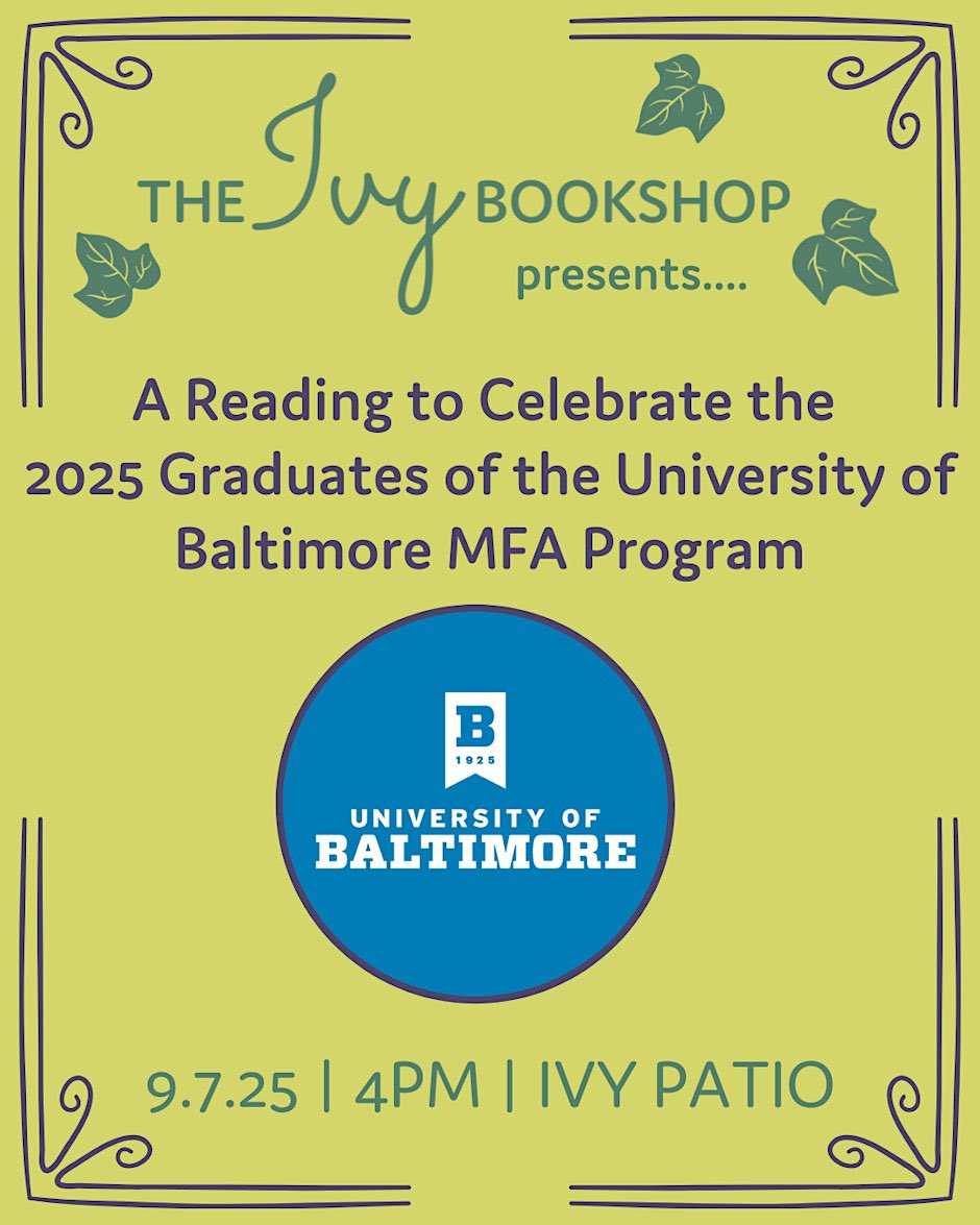 ElizabethPub's tweet photo. We are pleased to announce that our author, Diana Elizabeth Clarke, will be reading at The Ivy Bookshop on September 7th. Come for a night of stories and mingle with Baltimore authors next month!https://t.co/WFpOE2WGAo

#bookcommunity #literaryevent #authorlife #booksigning https://t.co/aeabKIUlLv