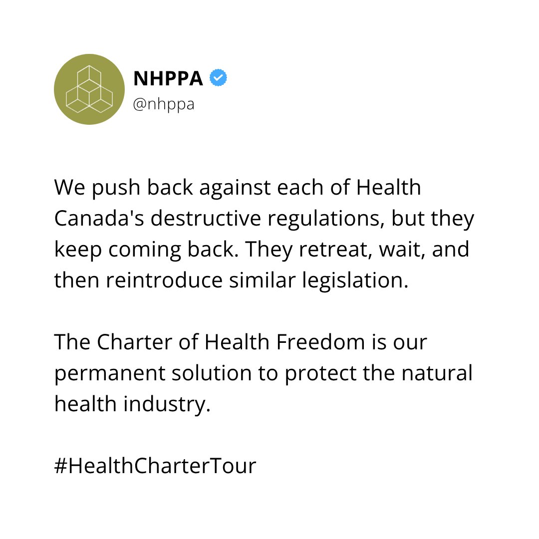 The Charter of Health Freedom:
➡️ is proposed legislation that gives natural health products and traditional medicines their own Act.
➡️ protects our access to natural health products and traditional medicines by creating a separate legal category for them. 
➡️ offers an