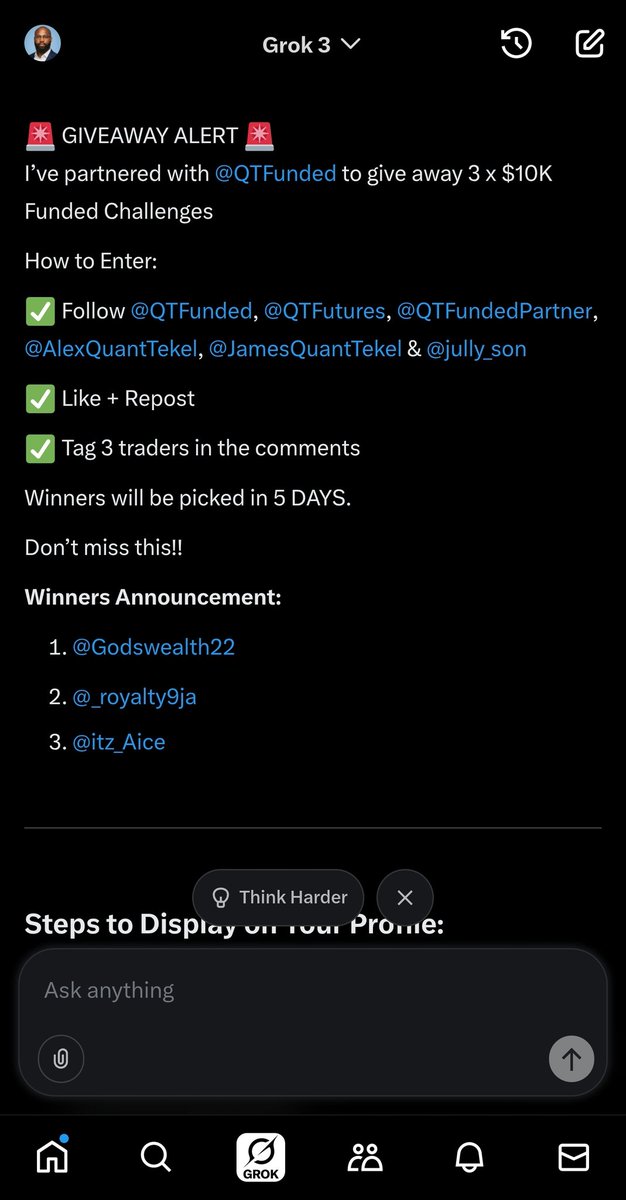 jully_son's tweet photo. Winners Announcement: 

@Godswealth22

@_royalty9ja

@itz_Aice

Winners should go to @QtFunded website, register and send me their email for claims https://t.co/jBIVKezoIn