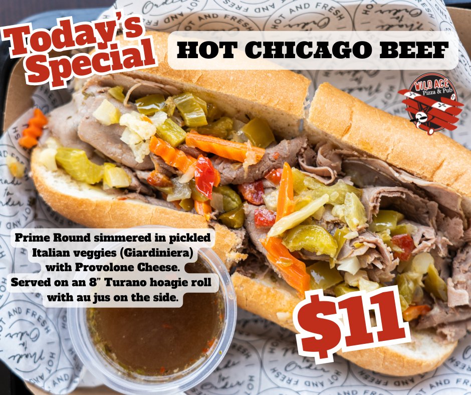 thewildace's tweet photo. Chicago Beef for only $11. Your lunch plans are set.

While supplies last!! https://t.co/zqvxw7IOJt
