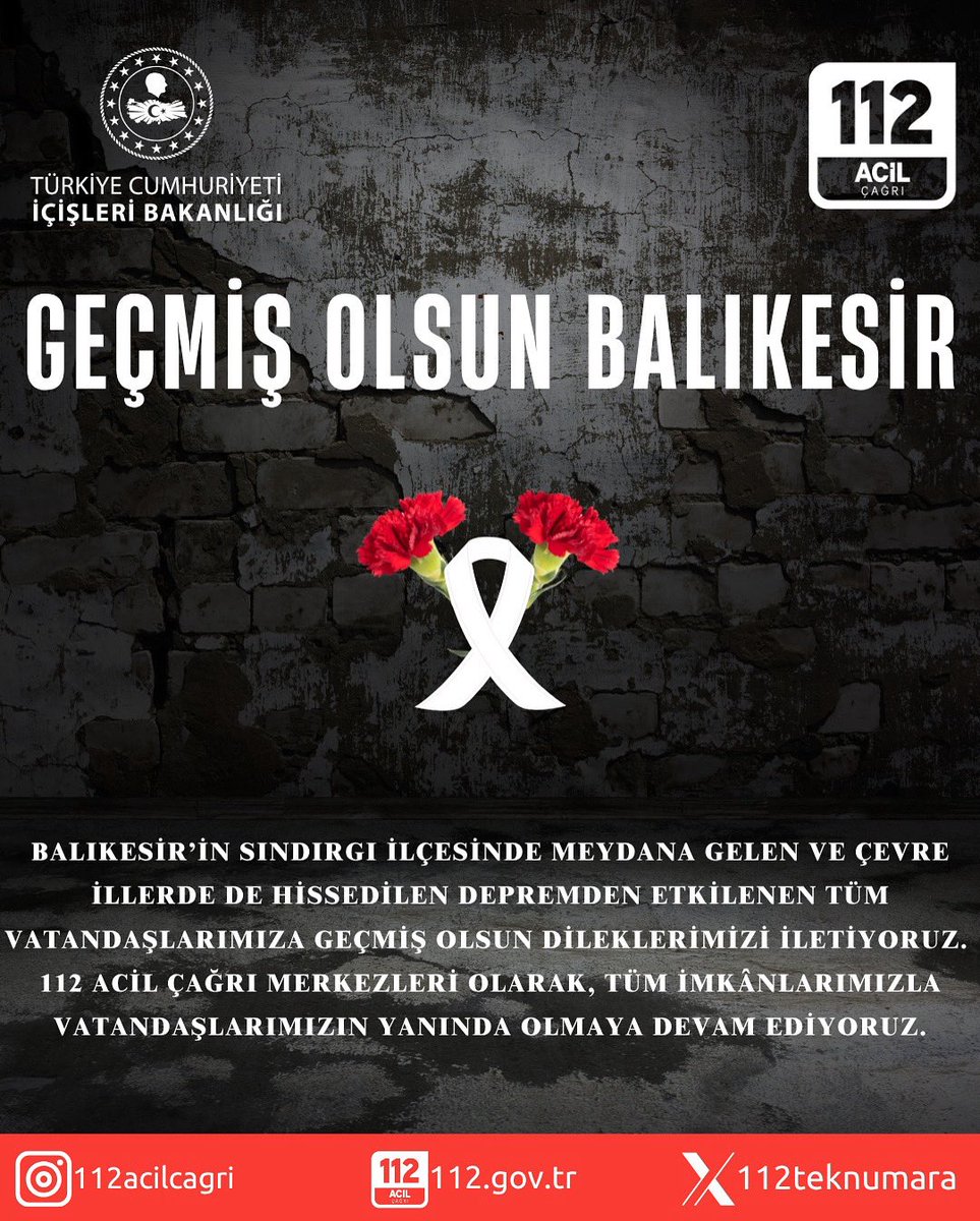 Balıkesir ve çevre illerde hissedilen depremden etkilenen tüm vatandaşlarımıza geçmiş olsun. 
#balıkesirdeprem