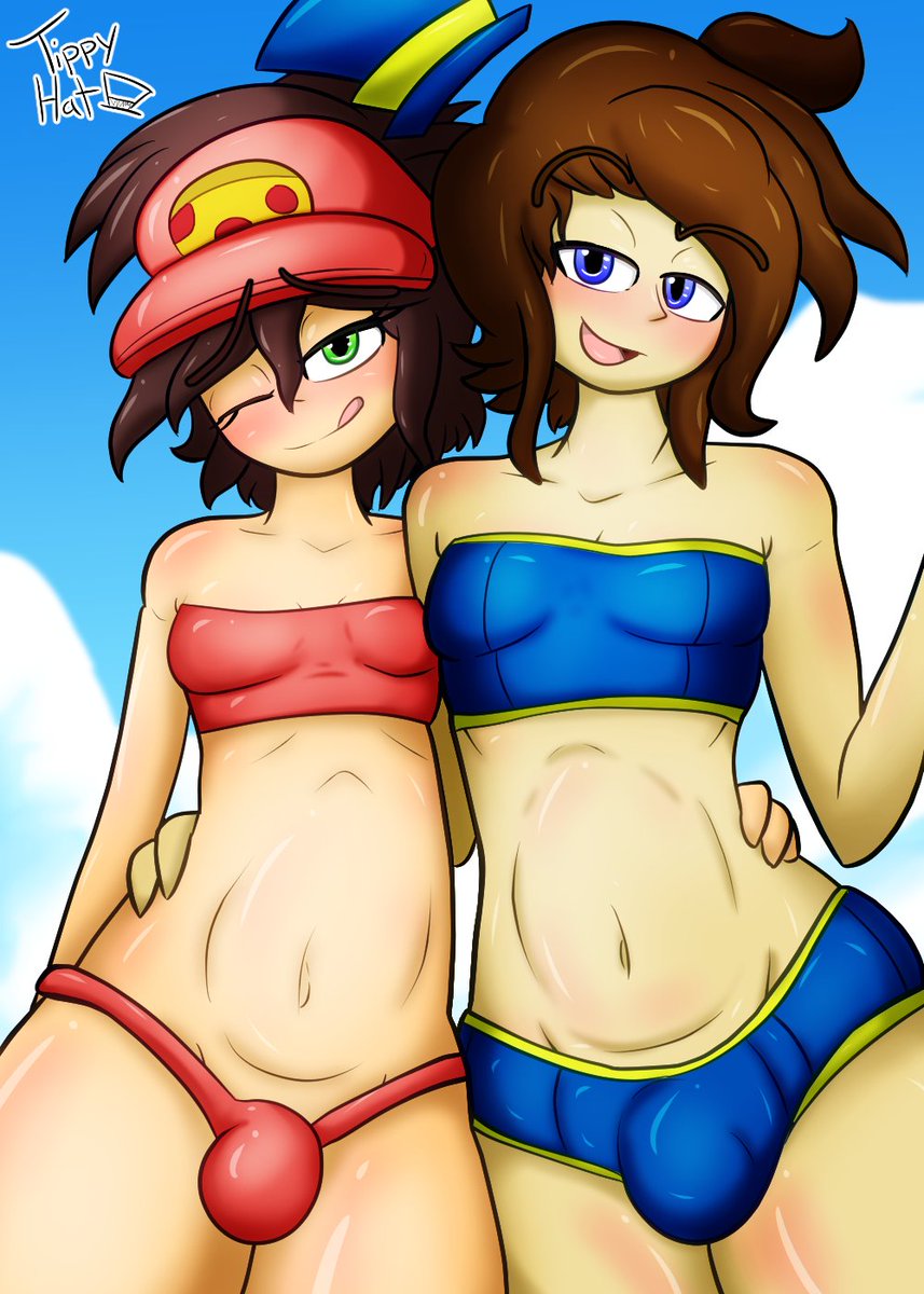 hat_tippy's tweet photo. Tippy and Paprica at the beach. such a nice day out too! Would be ashamed if some #hentai plot happened right now. 🤩😏

#femboy #femboypost #nsfw #nsfwart #original #tippyhat https://t.co/I2lY49B3R9