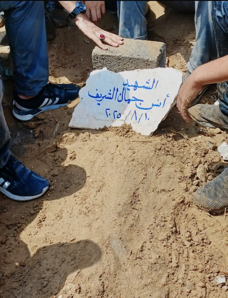 'israel' bombed Anas's home, murdered his father, and we watched as he bid him farewell on our screens. They murdered his extended family, and he received and reported the news live on air. They assassinated his friends and colleagues, and he continued the coverage. Anas never