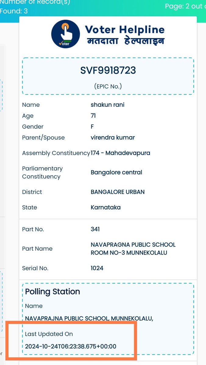 zoo_bear's tweet photo. Interestingly, After @RahulGandhi pointed out, They have updated two Sl numbers. They haven't updated the third one because it wasn't pointed out by Rahul Gandhi. Even now All 3 EPIC numbers are active. They should have cancelled the two. https://t.co/j9AnZLhvu0